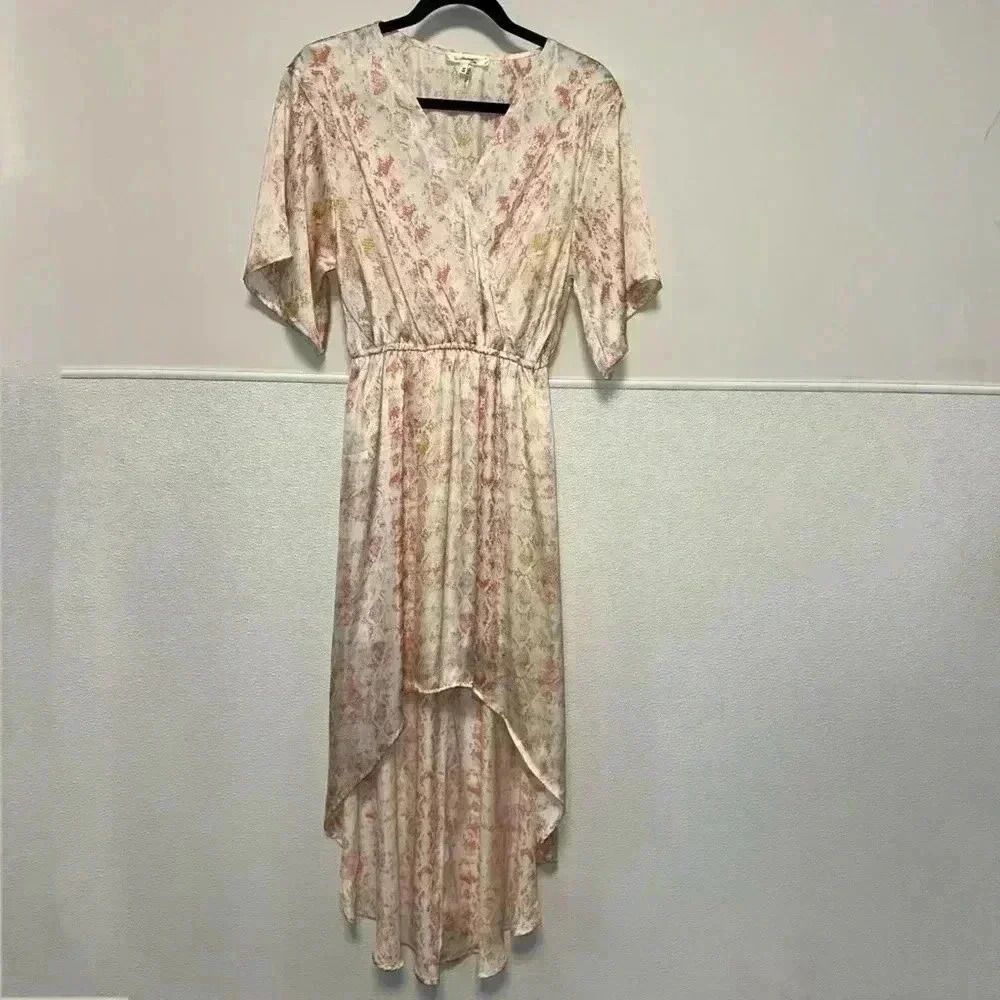 Andree Women’s Dress, Size S, Orange & Cream High low